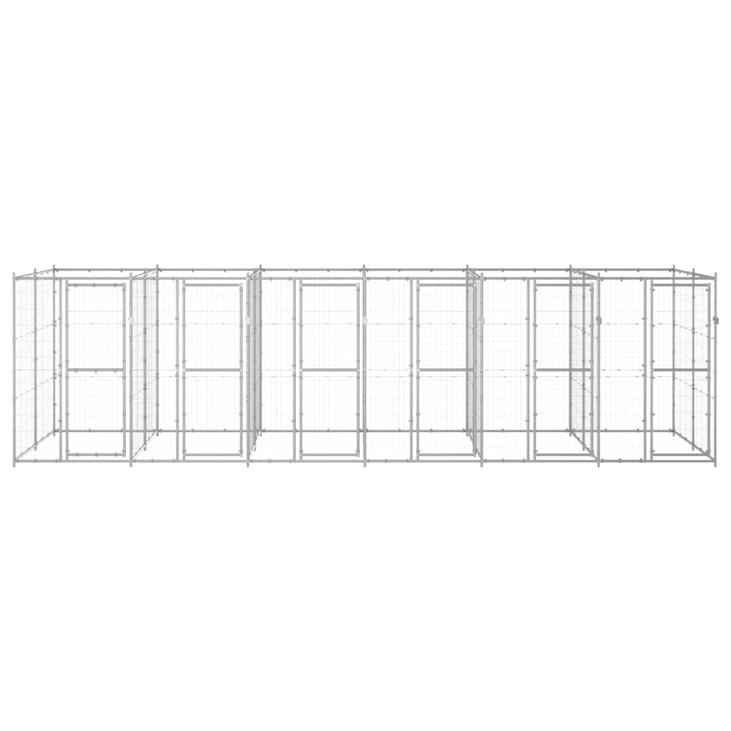 vidaXL Outdoor Dog Kennel Galvanised Steel 14,52 m² 2