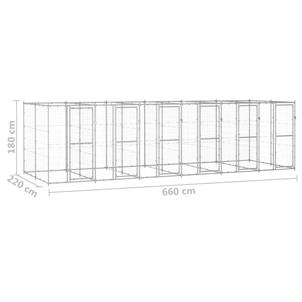 vidaXL Outdoor Dog Kennel Galvanised Steel 14,52 m² 6