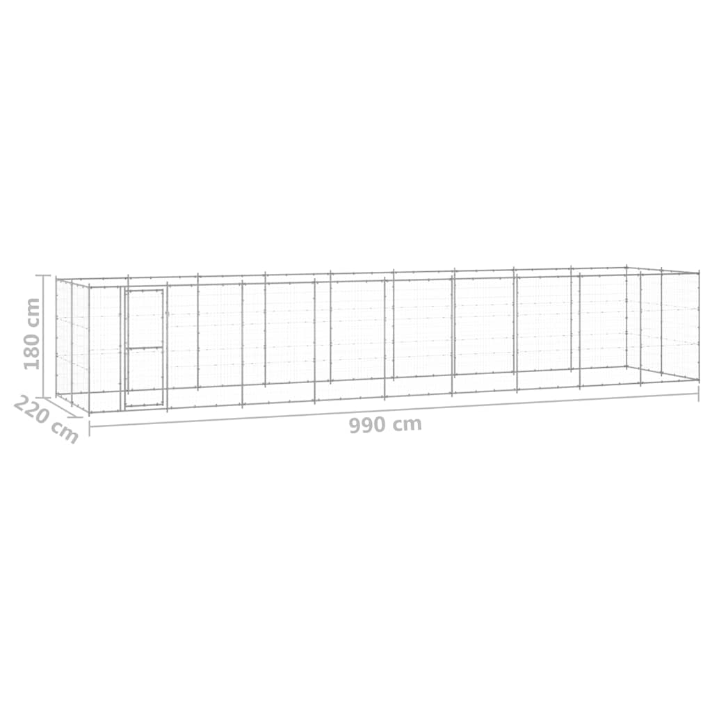 vidaXL Dog Kennel | Silver | Galvanised steel | Large | Durable 6