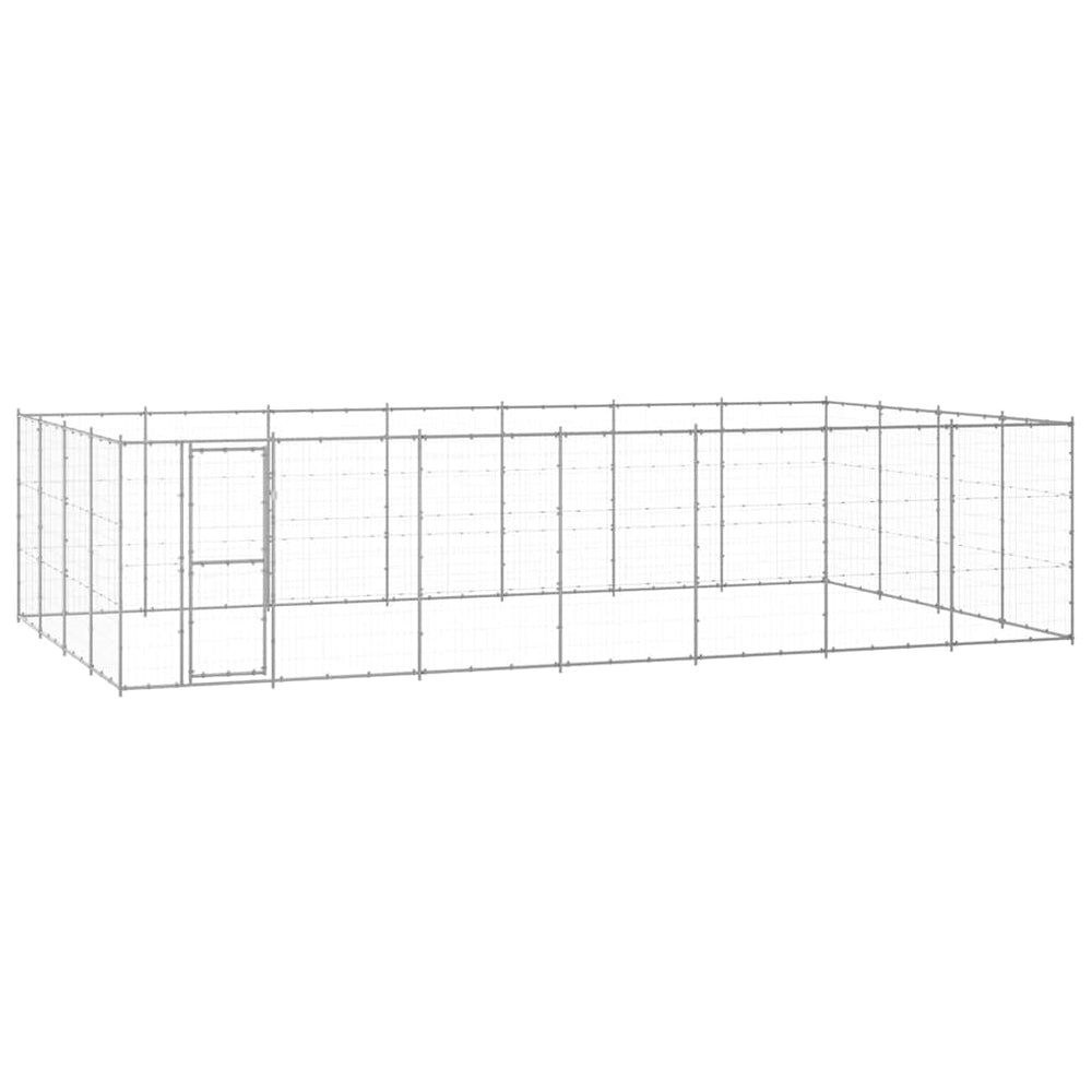 vidaXL Dog Kennel | Silver | Galvanised Steel | 33.88 m² | Durable