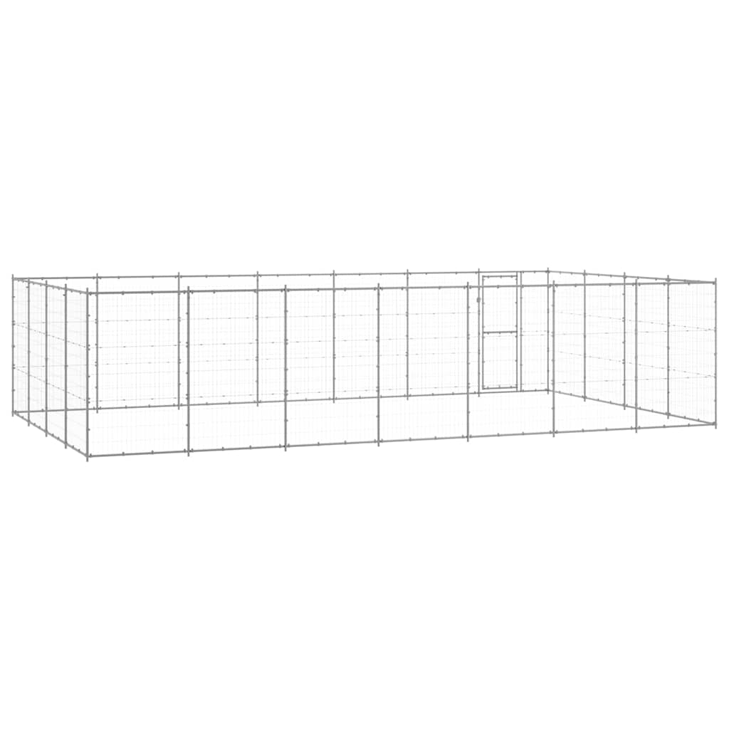 vidaXL Dog Kennel | Silver | Galvanised Steel | 33.88 m² | Durable 4