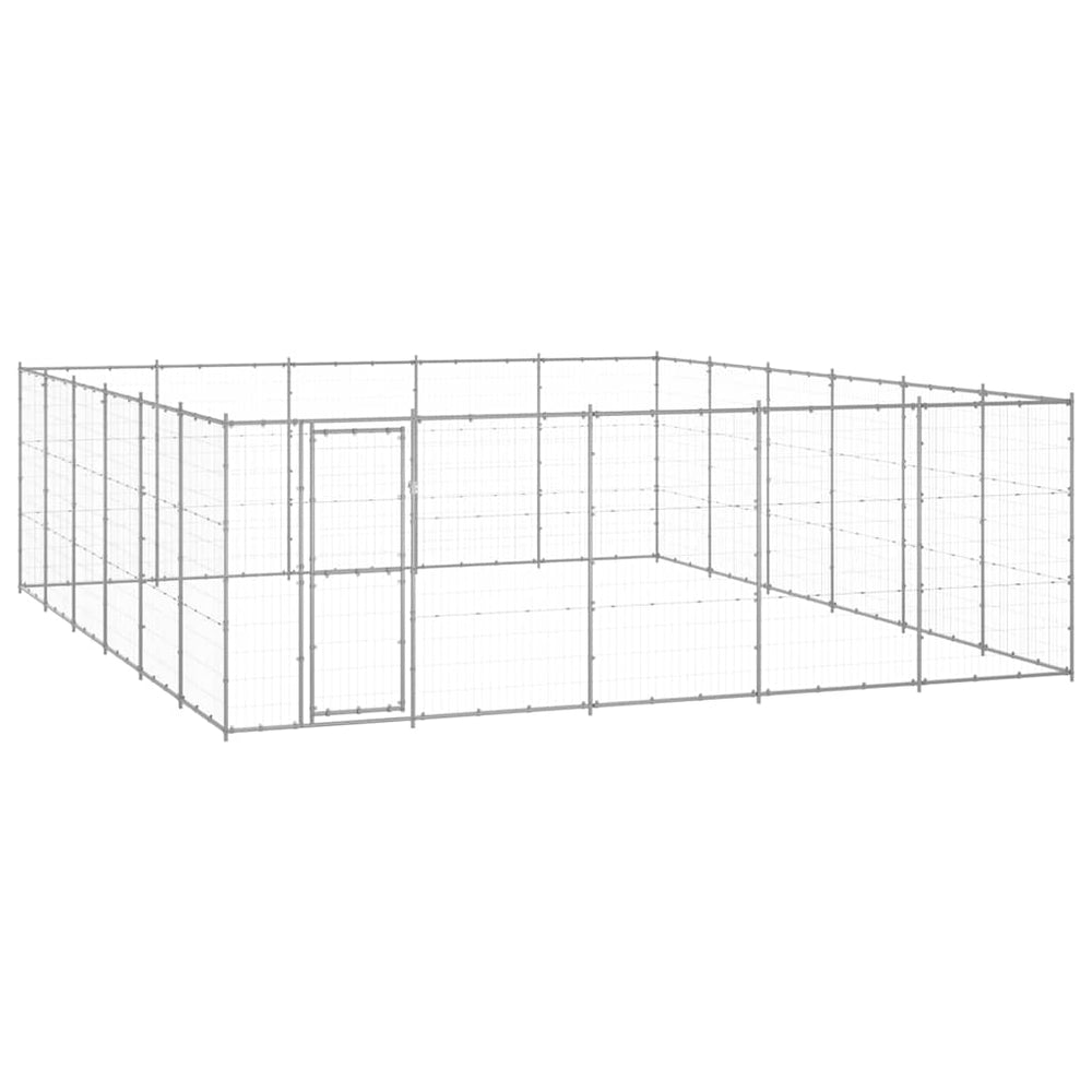 vidaXL Dog Kennel | Silver | Galvanised steel | 36.3 m² | Durable | Dog Kennel