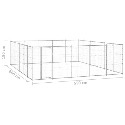 vidaXL Dog Kennel | Silver | Galvanised steel | 36.3 m² | Durable | Dog Kennel 6