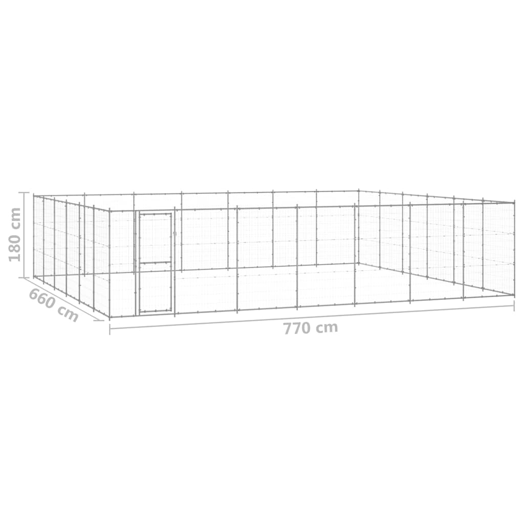 vidaXL Outdoor Dog Kennel Galvanised Steel 50,82 m² 6