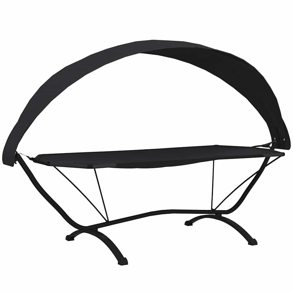 Outdoor Lounge Bed with Canopy Steel and Oxford Fabric Black