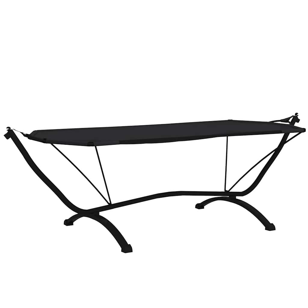 Outdoor Lounge Bed with Canopy Steel and Oxford Fabric Black