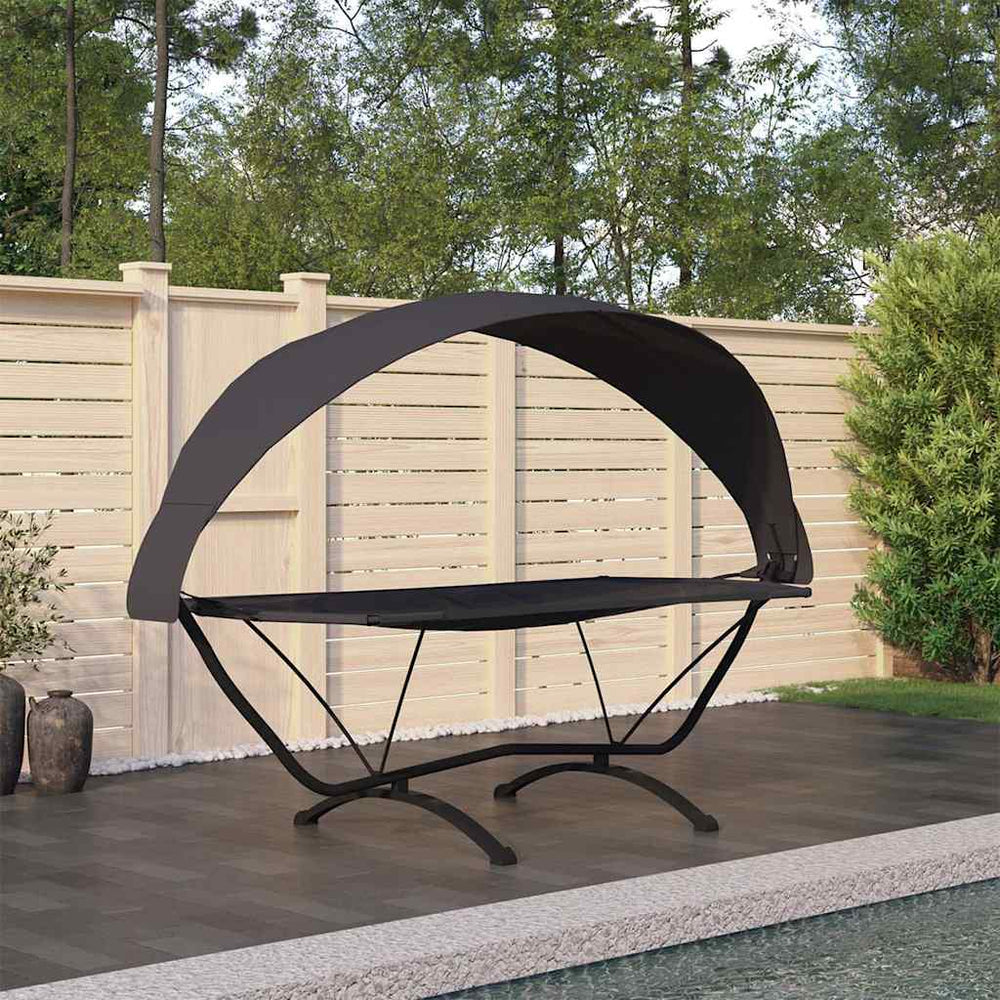 vidaXL Outdoor Lounge Bed with Canopy Steel and Oxford Fabric
