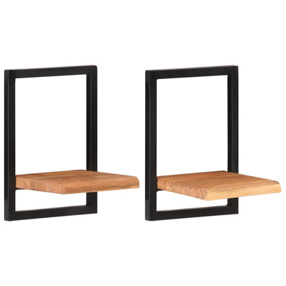 vidaXL Wall Shelves 2 pcs 25x25x35 cm Solid Wood Acacia and Steel