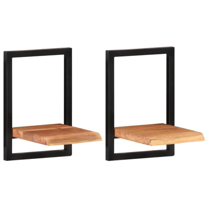 vidaXL Wall Shelves 2 pcs 25x25x35 cm Solid Wood Acacia and Steel