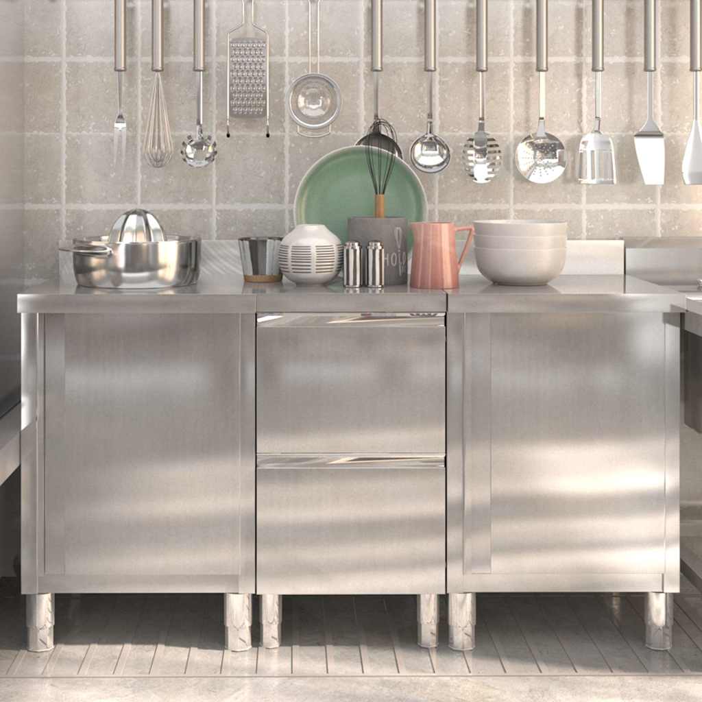 Commercial Kitchen Cabinets Stainless Steel Cabinets + cabinet with 2 drawers 3