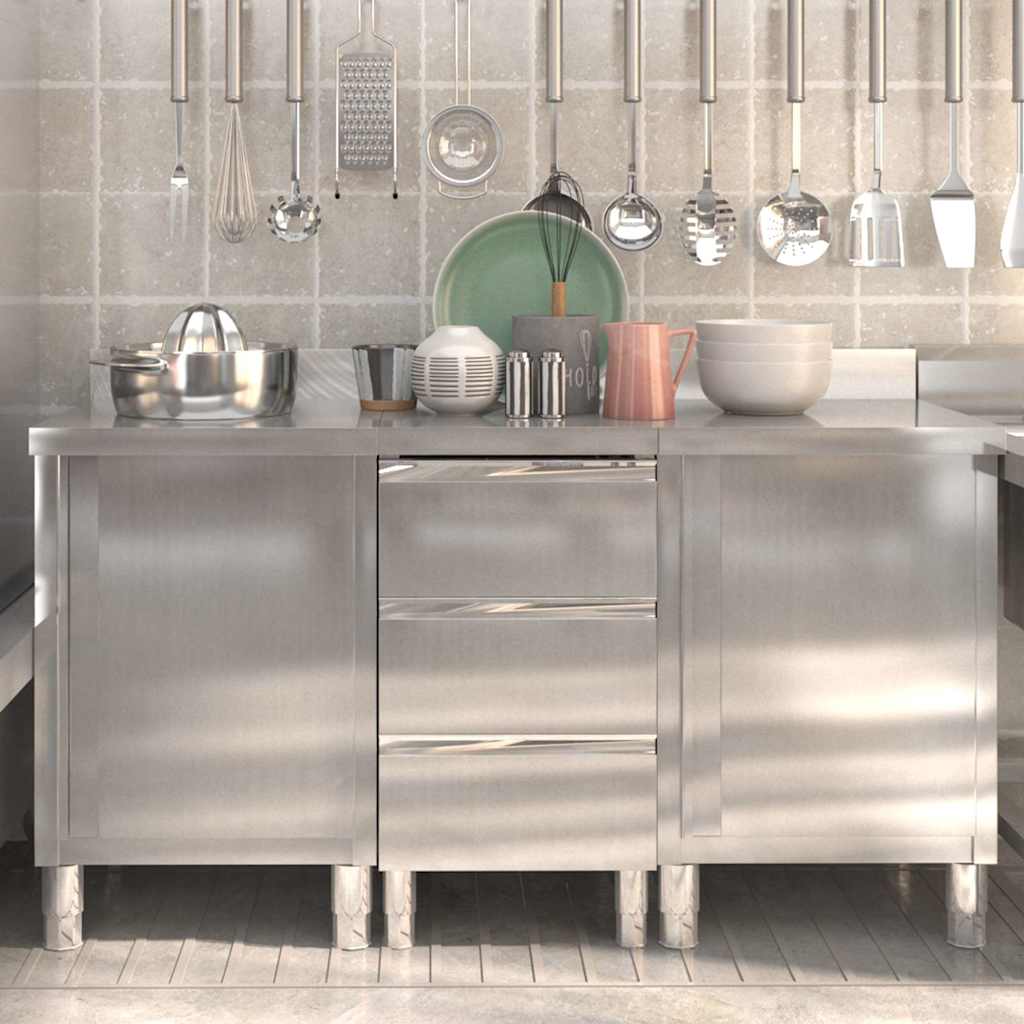 Commercial Kitchen Cabinets Stainless Steel Cabinets + cabinet with 3 drawers 3