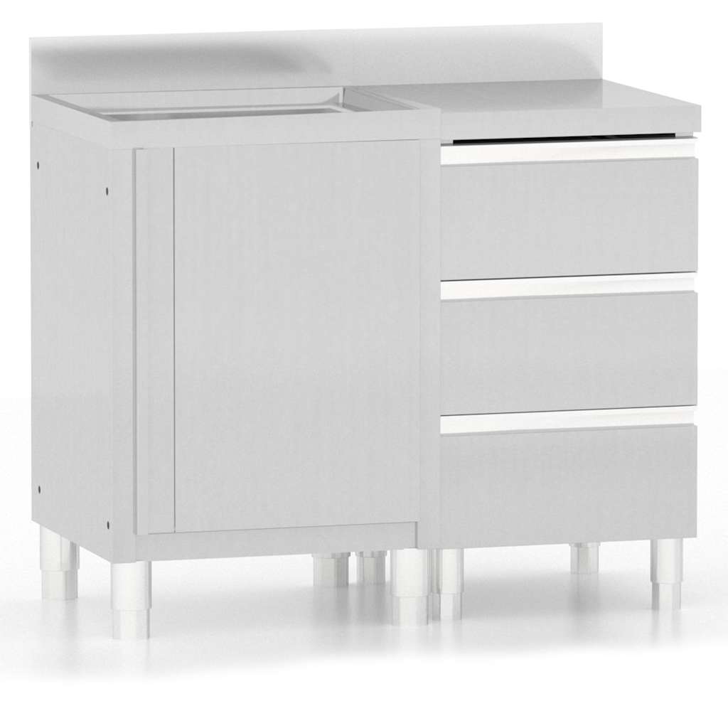 Commercial Kitchen Cabinets Stainless Steel Cabinet with sink + cabinet with 3 drawers 2