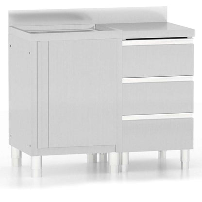 Commercial Kitchen Cabinets Stainless Steel Cabinet with sink + cabinet with 3 drawers 2