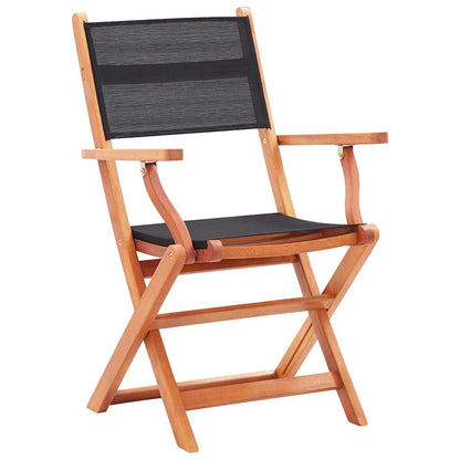vidaXL Folding Chairs 8 pcs Black Solid Eucalyptus Wood&Textilene 2