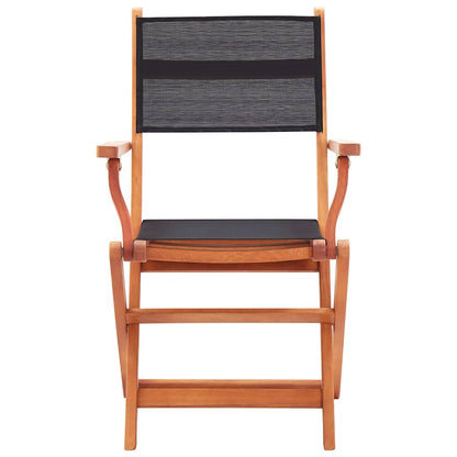 vidaXL Folding Chairs 8 pcs Black Solid Eucalyptus Wood&Textilene 3