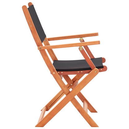 vidaXL Folding Chairs 8 pcs Black Solid Eucalyptus Wood&Textilene 4
