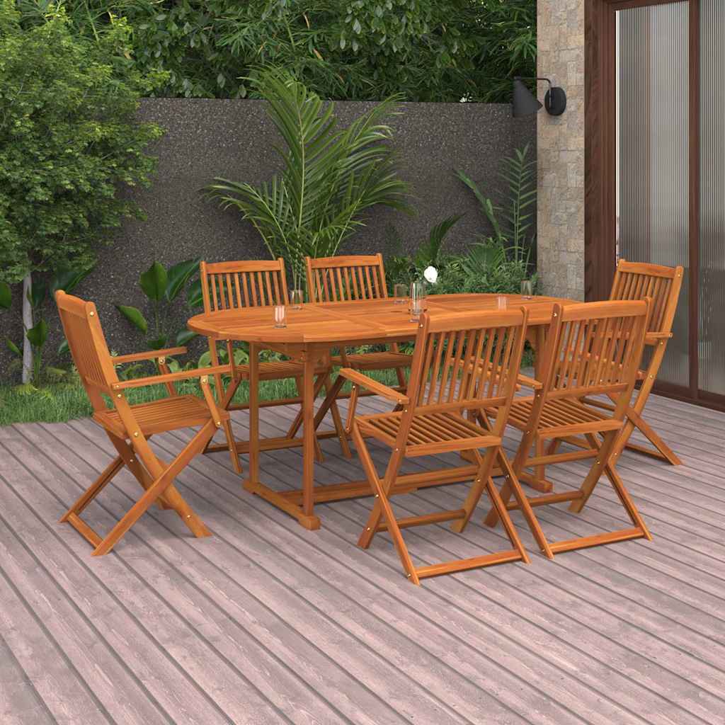 vidaXL 7 Piece Garden Dining Set 180x90x75 cm Solid Wood Acacia 1