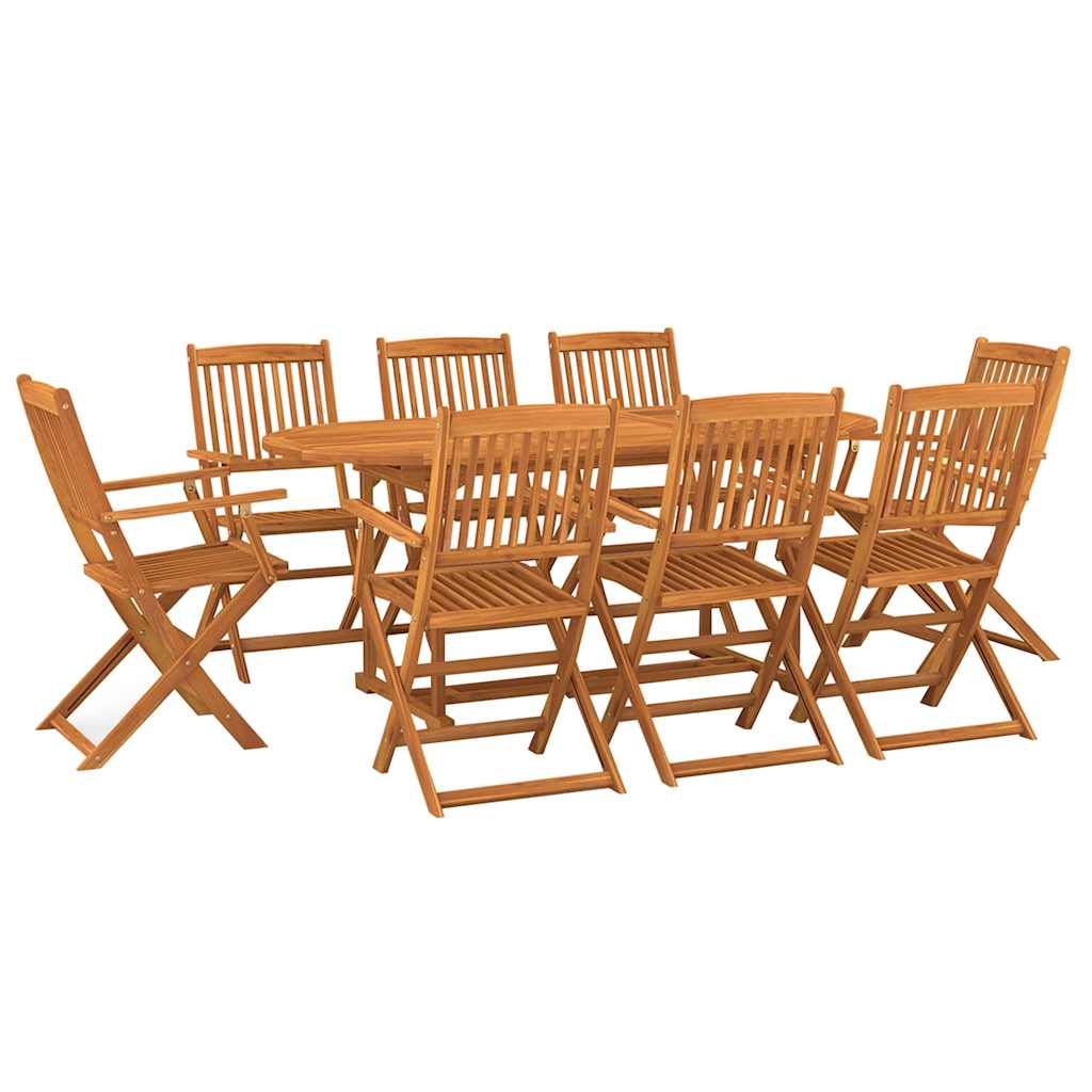 vidaXL Dining Set | Natural Wood | Solid Acacia wood | Large | Foldable 2