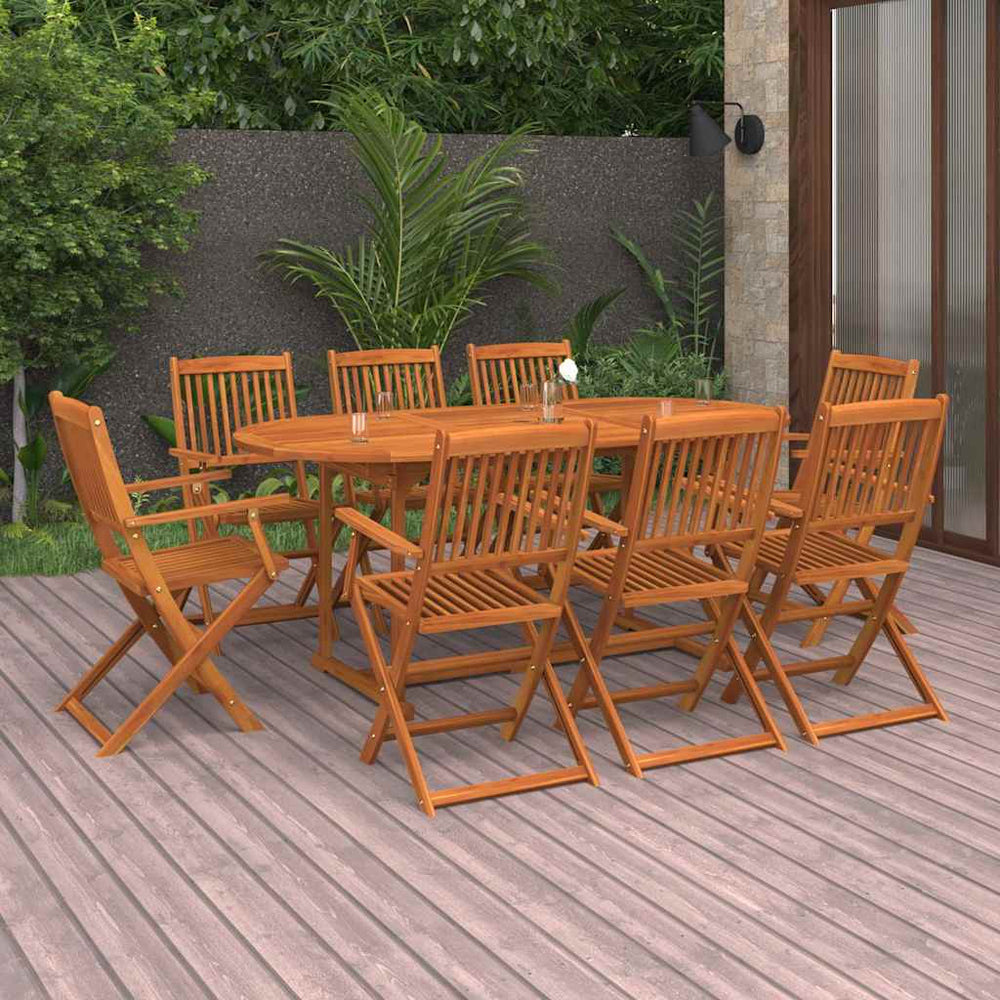 vidaXL Dining Set | Natural Wood | Solid Acacia wood | Large | Foldable