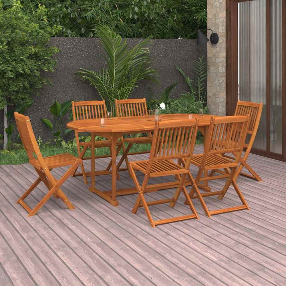 vidaXL 7 Piece Garden Dining Set 180x90x75 cm Solid Wood Acacia
