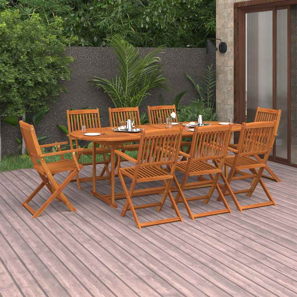 vidaXL 9 Piece Garden Dining Set 220x90x75 cm Solid Wood Acacia 1