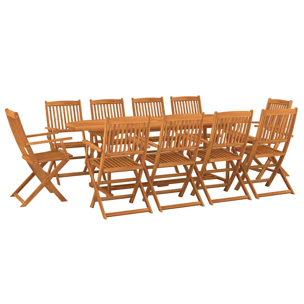 vidaXL 11 Piece Garden Dining Set 220x90x75 cm Solid Wood Acacia 2