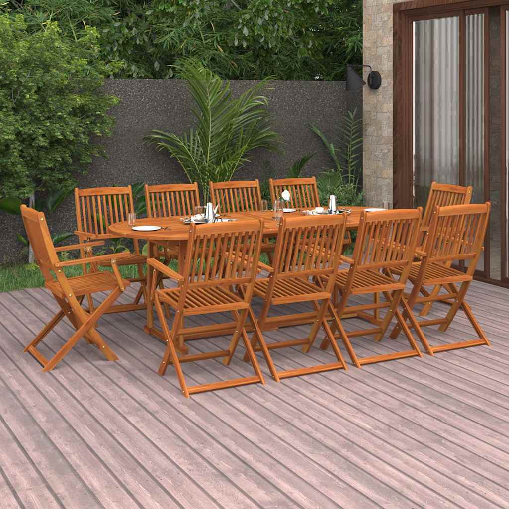 vidaXL 11 Piece Garden Dining Set 220x90x75 cm Solid Wood Acacia 1
