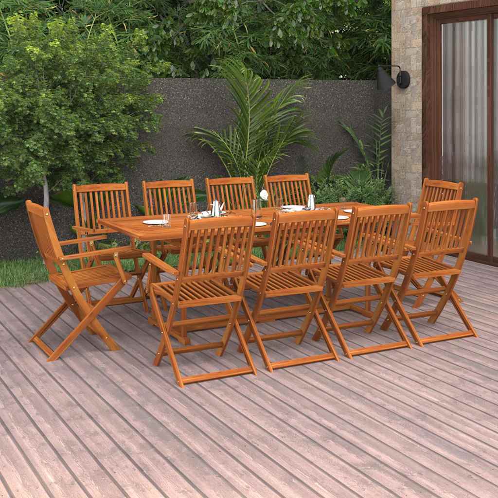 vidaXL 11 Piece Garden Dining Set 220x90x75 cm Solid Wood Acacia 1