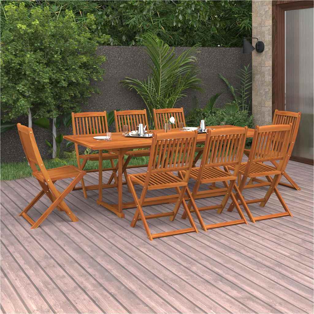 vidaXL 9 Piece Garden Dining Set 220x90x75 cm Solid Wood Acacia 1