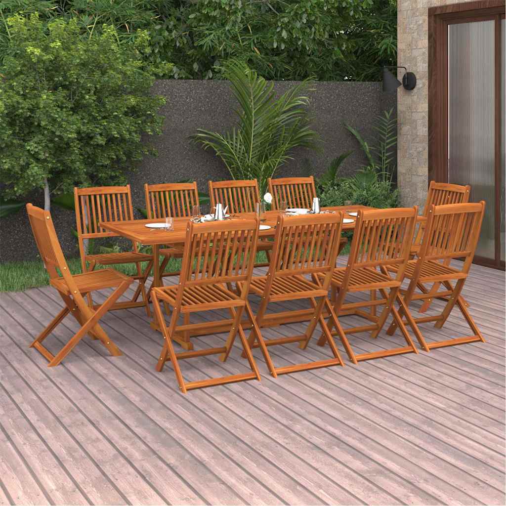 vidaXL 11 Piece Garden Dining Set 220x90x75 cm Solid Wood Acacia 1