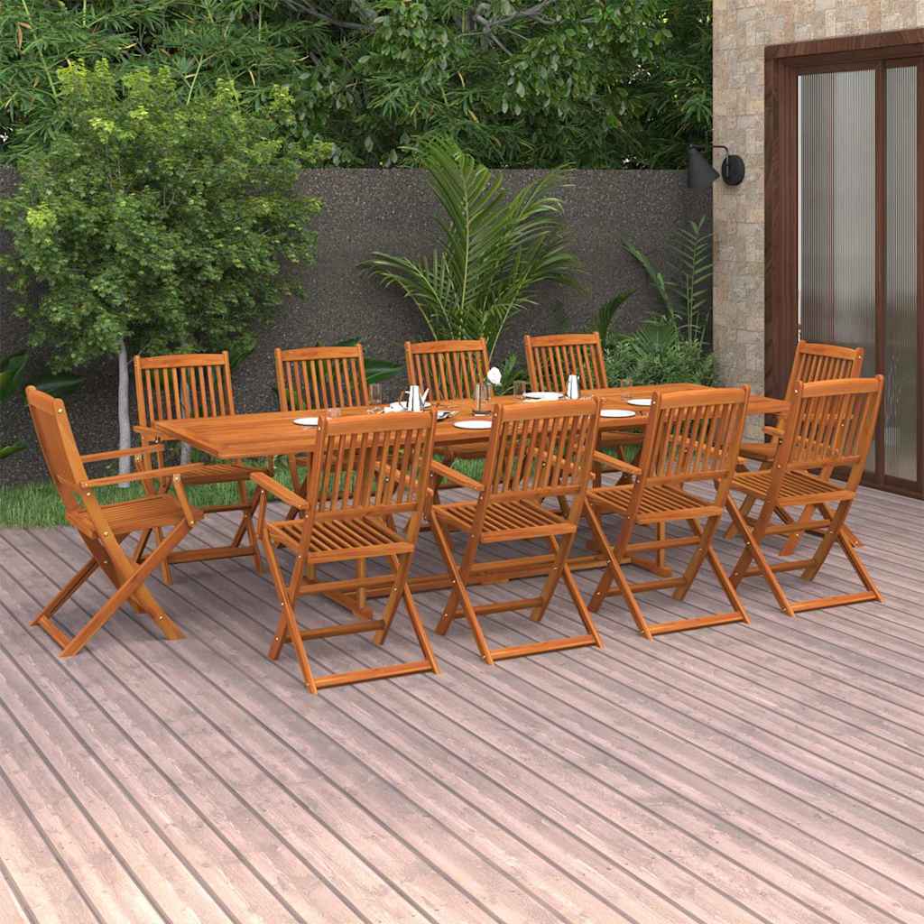 vidaXL 11 Piece Garden Dining Set 280x90x75 cm Solid Wood Acacia 1