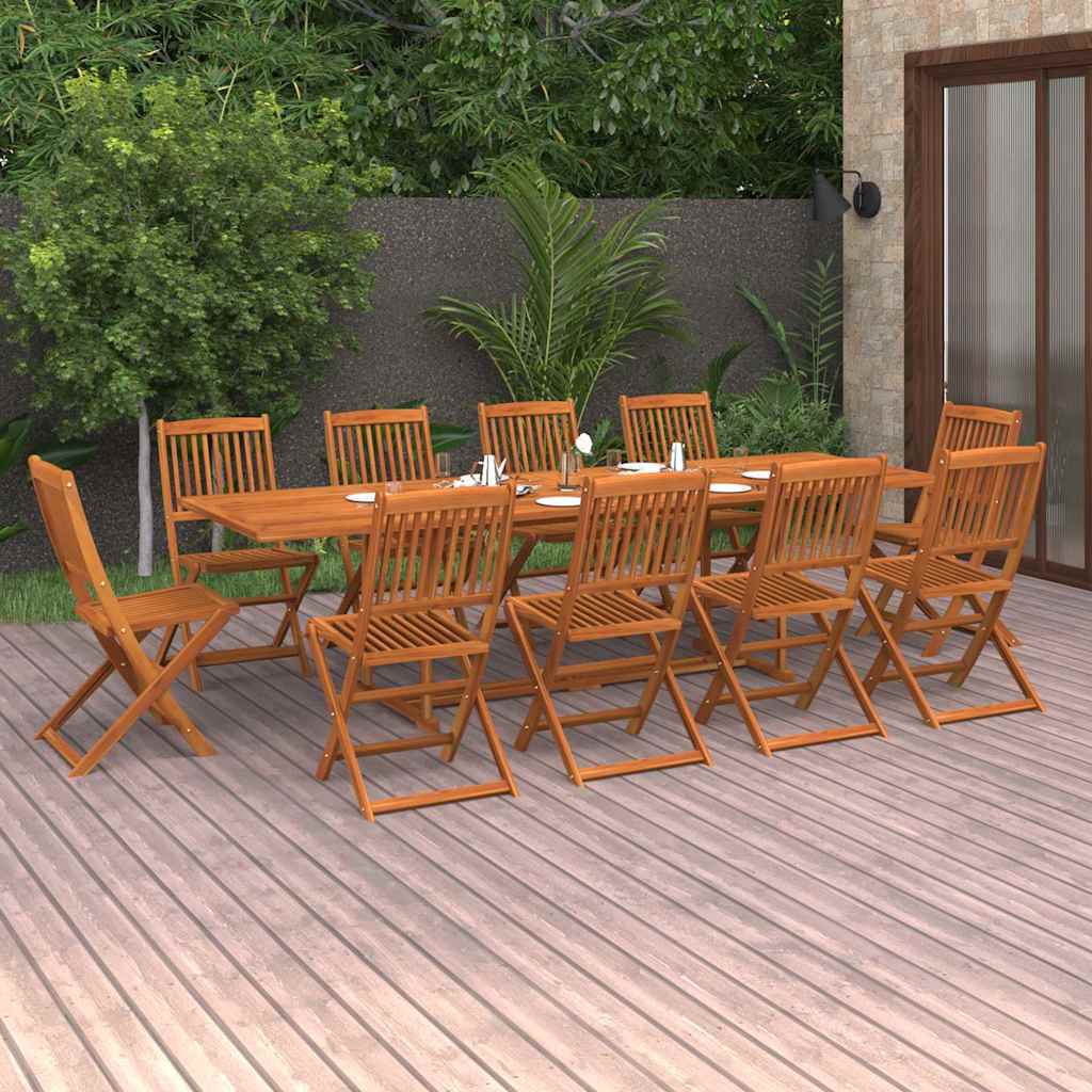 vidaXL 11 Piece Garden Dining Set 280x90x75 cm Solid Wood Acacia 1