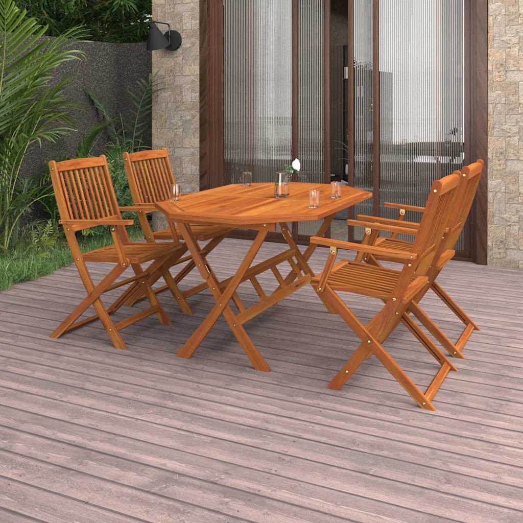 5 Piece Garden Dining Set Solid Acacia Wood With armrest 4