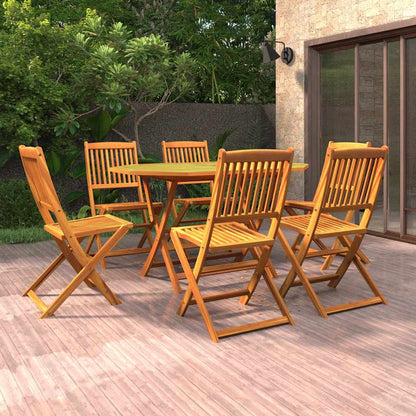 5 Piece Garden Dining Set Solid Acacia Wood Without armrest 6