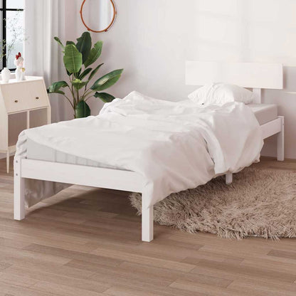 Bed Frame without Mattress Solid Wood Length 190 cm White 90 cm