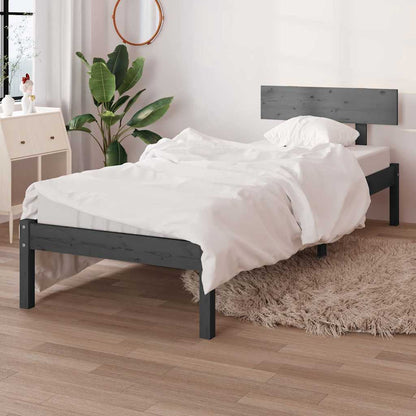 Bed Frame without Mattress Solid Wood Length 190 cm Grey 90 cm