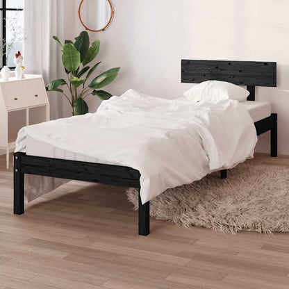 Bed Frame without Mattress Solid Wood Length 190 cm Black 90 cm