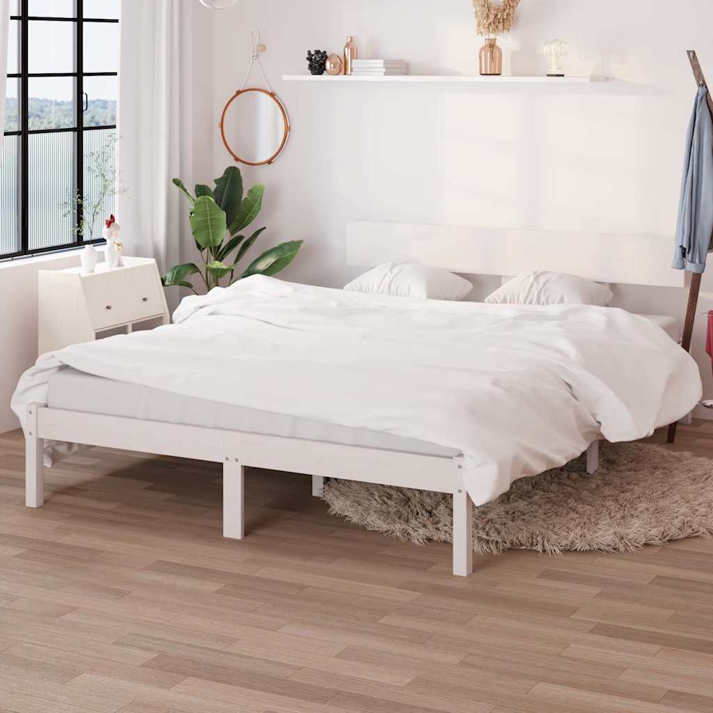Bed Frame without Mattress Solid Wood Length 190 cm White 120 cm
