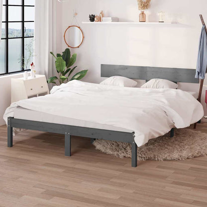 Bed Frame without Mattress Solid Wood Length 190 cm Grey 120 cm