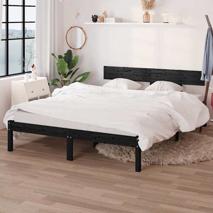 Bed Frame without Mattress Solid Wood Length 190 cm Black 135 cm