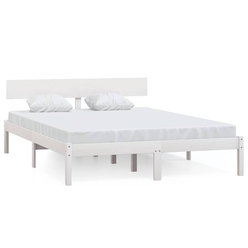 Bed Frame without Mattress Solid Wood Length 190 cm White 140 cm