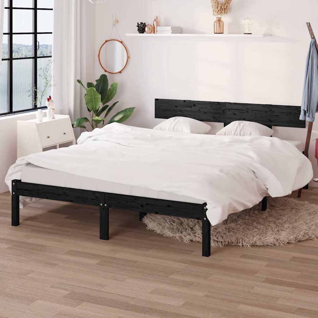 Bed Frame without Mattress Solid Wood Length 190 cm Black 140 cm