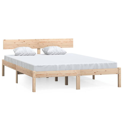 Bed Frame without Mattress Solid Wood Length 200 cm Natural 140 cm