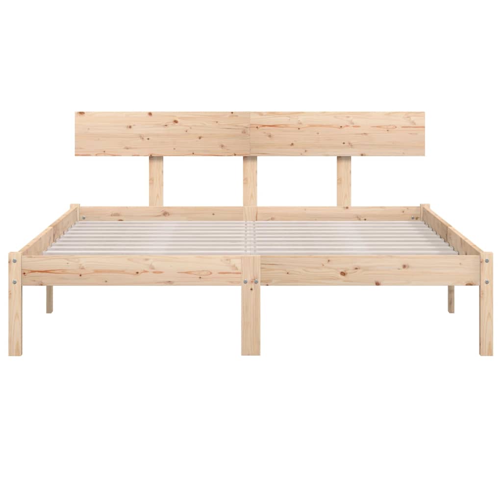 Bed Frame without Mattress Solid Wood Length 200 cm Natural 140 cm
