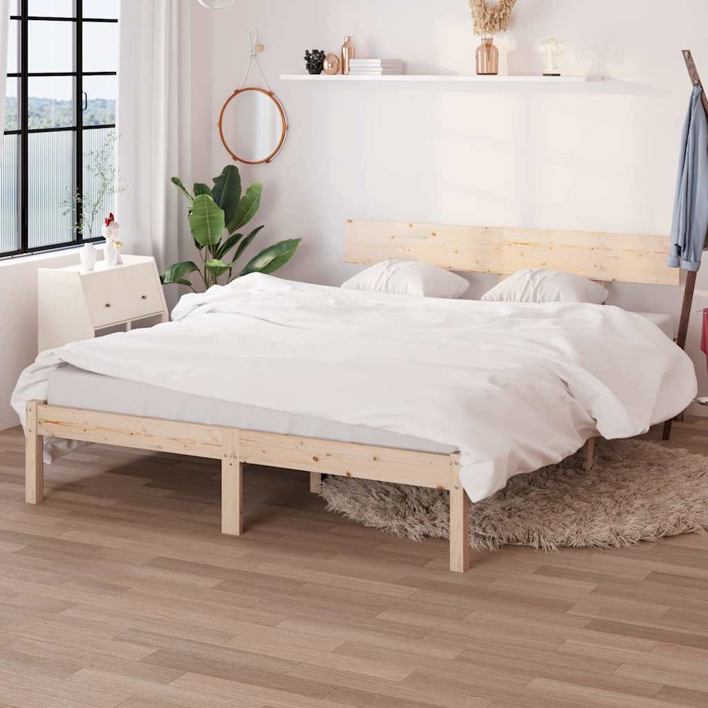 Bed Frame without Mattress Solid Wood Length 200 cm Natural 140 cm