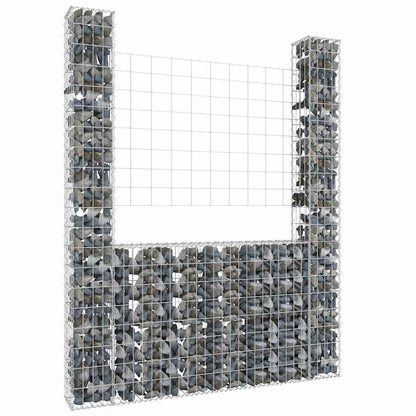 vidaXL U-shape Gabion Basket with 2 Posts Iron Height 200 cm