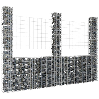 vidaXL U-shape Gabion Basket with 2 Posts Iron Height 200 cm