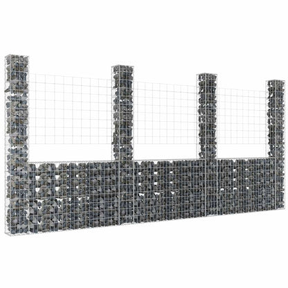 vidaXL U-shape Gabion Basket with 2 Posts Iron Height 200 cm