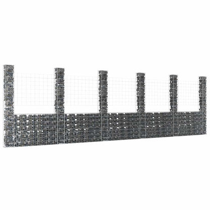 vidaXL U-shape Gabion Basket with 2 Posts Iron Height 200 cm