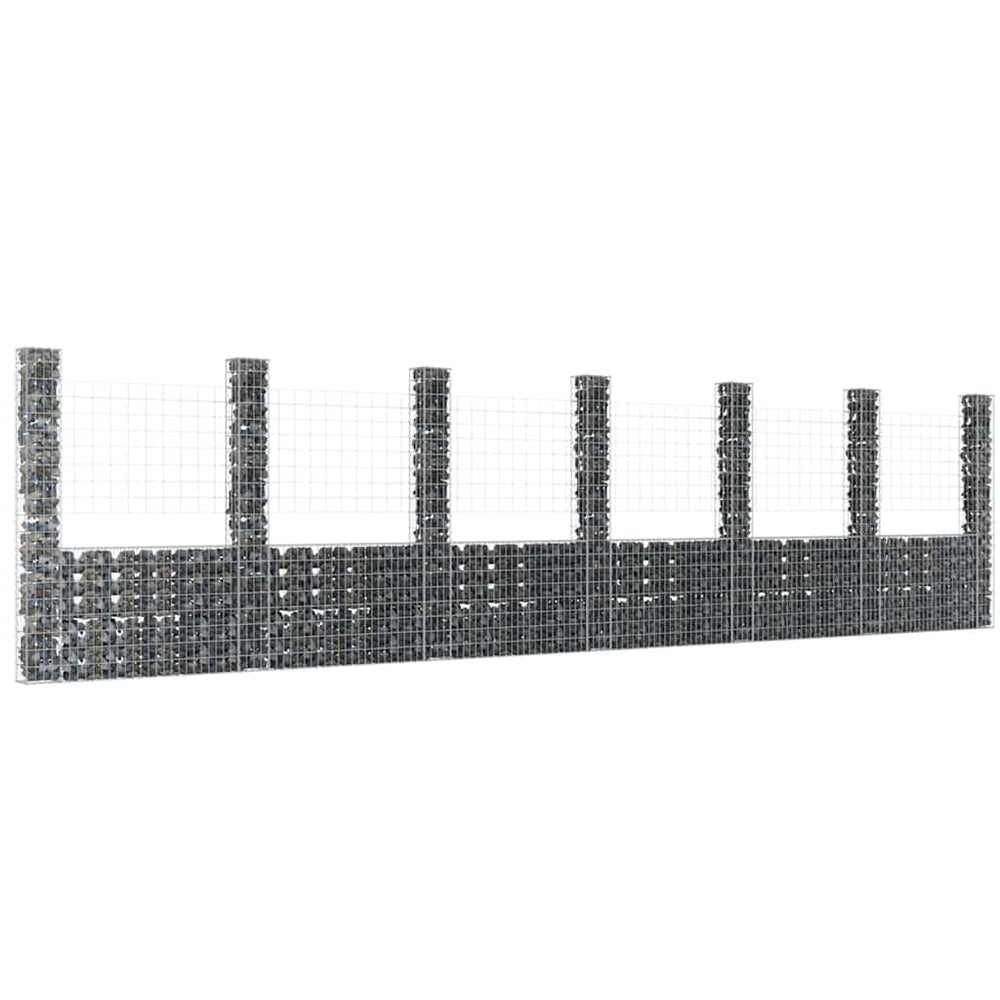 vidaXL U-shape Gabion Basket with 2 Posts Iron Height 200 cm